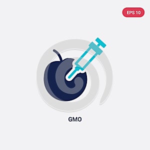 Two color gmo vector icon from general-1 concept. isolated blue gmo vector sign symbol can be use for web, mobile and logo. eps 10