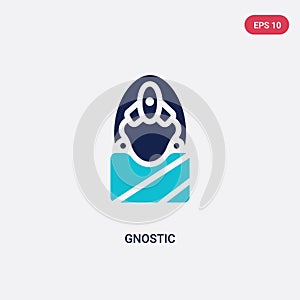 Two color gnostic vector icon from india concept.  blue gnostic vector sign symbol can be use for web, mobile and logo.