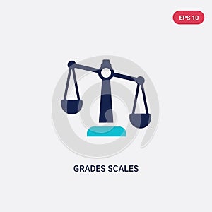 Two color grades scales vector icon from general concept. isolated blue grades scales vector sign symbol can be use for web,