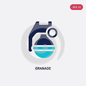 Two color granade vector icon from army concept. isolated blue granade vector sign symbol can be use for web, mobile and logo. eps photo