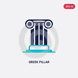 Two color greek pillar vector icon from education concept. isolated blue greek pillar vector sign symbol can be use for web,
