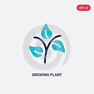 Two color growing plant vector icon from ecology concept. isolated blue growing plant vector sign symbol can be use for web,