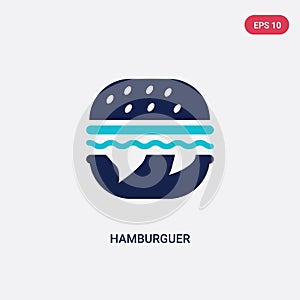 Two color hamburguer vector icon from food concept. isolated blue hamburguer vector sign symbol can be use for web, mobile and