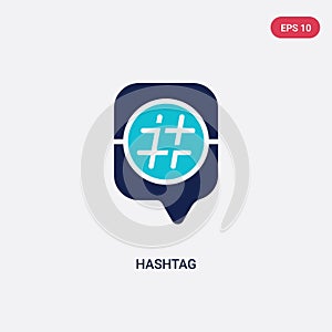 Two color hashtag vector icon from blogger and influencer concept. isolated blue hashtag vector sign symbol can be use for web,