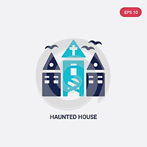 Two color haunted house vector icon from halloween concept. isolated blue haunted house vector sign symbol can be use for web,