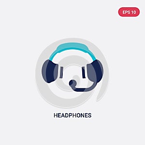 Two color headphones vector icon from customer service concept. isolated blue headphones vector sign symbol can be use for web,