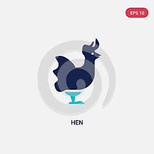 Two color hen vector icon from farming concept. isolated blue hen vector sign symbol can be use for web, mobile and logo. eps 10