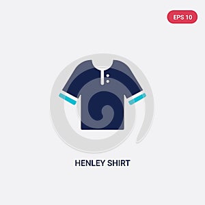 Two color henley shirt vector icon from clothes concept. isolated blue henley shirt vector sign symbol can be use for web, mobile