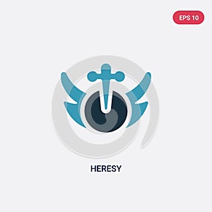 Two color heresy vector icon from religion concept. isolated blue heresy vector sign symbol can be use for web, mobile and logo.