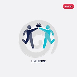 Two color high five vector icon from humans concept. isolated blue high five vector sign symbol can be use for web, mobile and
