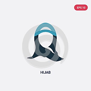 Two color hijab vector icon from religion-2 concept. isolated blue hijab vector sign symbol can be use for web, mobile and logo.