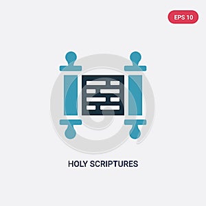 Two color holy scriptures vector icon from religion concept. isolated blue holy scriptures vector sign symbol can be use for web,