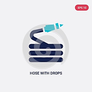 Two color hose with drops vector icon from general concept. isolated blue hose with drops vector sign symbol can be use for web,