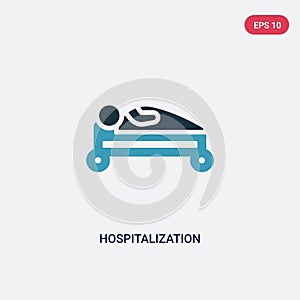 Two color hospitalization vector icon from insurance concept. isolated blue hospitalization vector sign symbol can be use for web