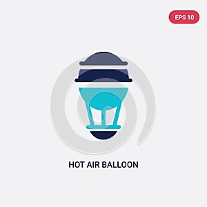 Two color hot air balloon vector icon from brazilia concept. isolated blue hot air balloon vector sign symbol can be use for web, photo