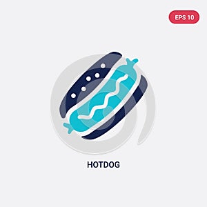 Two color hotdog vector icon from food concept. isolated blue hotdog vector sign symbol can be use for web, mobile and logo. eps