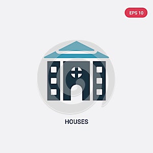 Two color houses vector icon from real estate concept. isolated blue houses vector sign symbol can be use for web, mobile and logo