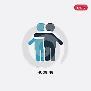 Two color hugging vector icon from people concept. isolated blue hugging vector sign symbol can be use for web, mobile and logo.