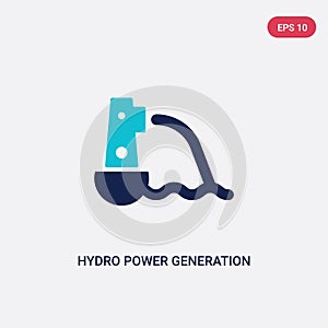 Two color hydro power generation vector icon from industry concept. isolated blue hydro power generation vector sign symbol can be