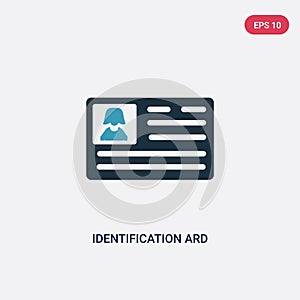 Two color identification ard vector icon from people concept. isolated blue identification ard vector sign symbol can be use for