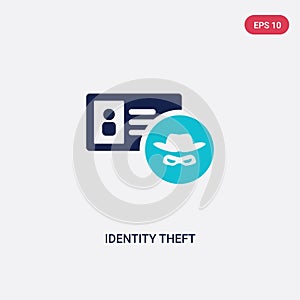 Two color identity theft vector icon from cyber concept. isolated blue identity theft vector sign symbol can be use for web,