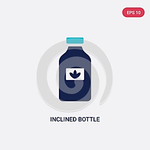 Two color inclined bottle vector icon from beauty concept. isolated blue inclined bottle vector sign symbol can be use for web,