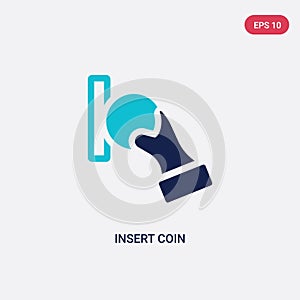 Two color insert coin vector icon from e-commerce and payment concept. isolated blue insert coin vector sign symbol can be use for