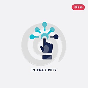 Two color interactivity vector icon from augmented reality concept. isolated blue interactivity vector sign symbol can be use for