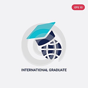 Two color international graduate vector icon from education concept. isolated blue international graduate vector sign symbol can