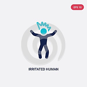 Two color irritated human vector icon from feelings concept. isolated blue irritated human vector sign symbol can be use for web,