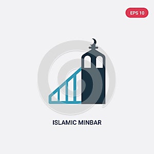 Two color islamic minbar vector icon from religion-2 concept. isolated blue islamic minbar vector sign symbol can be use for web,