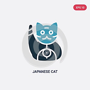 Two color japanese cat vector icon from other concept. isolated blue japanese cat vector sign symbol can be use for web, mobile