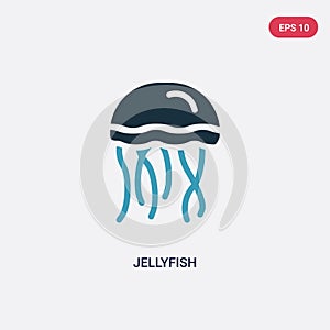 Two color jellyfish vector icon from summer concept. isolated blue jellyfish vector sign symbol can be use for web, mobile and