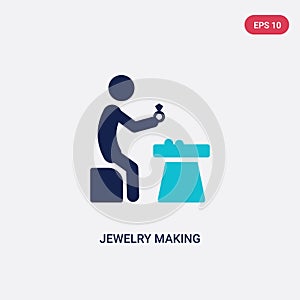 two color jewelry making vector icon from activity and hobbies concept. isolated blue jewelry making vector sign symbol can be use