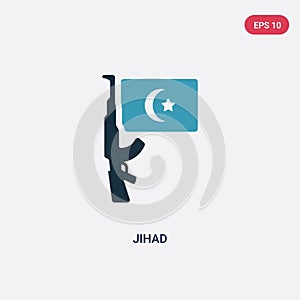 Two color jihad vector icon from religion concept. isolated blue jihad vector sign symbol can be use for web, mobile and logo. eps