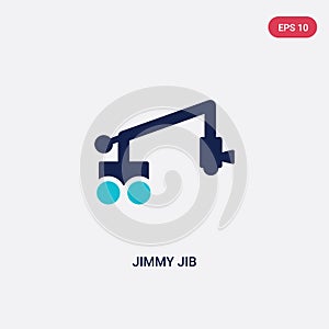 Two color jimmy jib vector icon from cinema concept. isolated blue jimmy jib vector sign symbol can be use for web, mobile and
