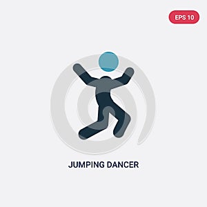 Two color jumping dancer vector icon from sports concept. isolated blue jumping dancer vector sign symbol can be use for web,