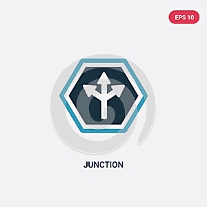 Two color junction vector icon from signs concept. isolated blue junction vector sign symbol can be use for web, mobile and logo.