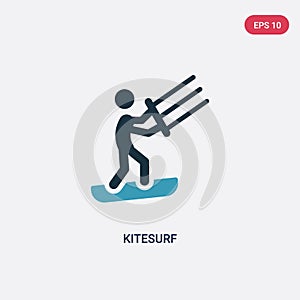 Two color kitesurf vector icon from signs concept. isolated blue kitesurf vector sign symbol can be use for web, mobile and logo.