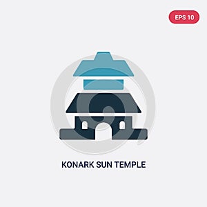 Two color konark sun temple vector icon from monuments concept. isolated blue konark sun temple vector sign symbol can be use for