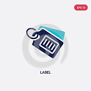 Two color label vector icon from blogger and influencer concept. isolated blue label vector sign symbol can be use for web, mobile