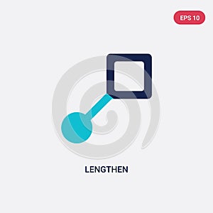 Two color lengthen vector icon from geometry concept. isolated blue lengthen vector sign symbol can be use for web, mobile and