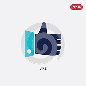 Two color like vector icon from blogger and influencer concept. isolated blue like vector sign symbol can be use for web, mobile