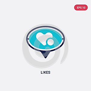 Two color likes vector icon from blogger and influencer concept. isolated blue likes vector sign symbol can be use for web, mobile