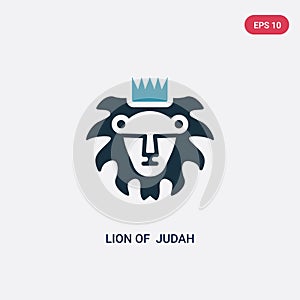 Two color lion of  judah vector icon from religion-2 concept. isolated blue lion of  judah vector sign symbol can be use for web,