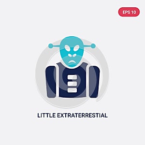 Two color little extraterrestial vector icon from astronomy concept. isolated blue little extraterrestial vector sign symbol can