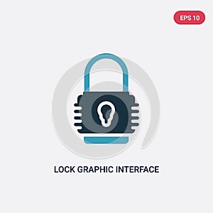 Two color lock graphic interface security vector icon from security concept. isolated blue lock graphic interface security vector