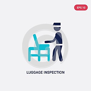 Two color luggage inspection vector icon from airport terminal concept. isolated blue luggage inspection vector sign symbol can be