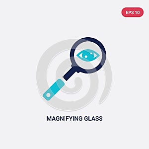 Two color magnifying glass searcher vector icon from general concept. isolated blue magnifying glass searcher vector sign symbol