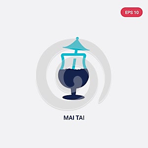 Two color mai tai vector icon from drinks concept. isolated blue mai tai vector sign symbol can be use for web, mobile and logo.